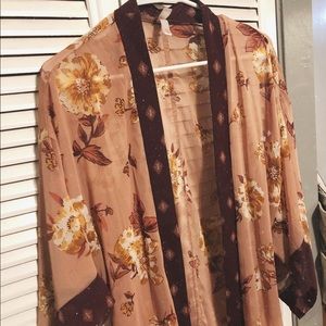 Xhilaration Burgudy Floral Cardigan